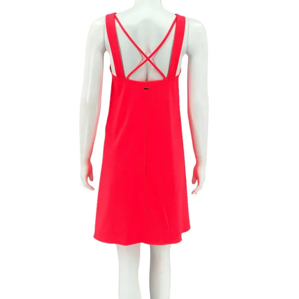 Armani Exchange Dress Womens 4 Neon‎ Pink Shift Strappy Cutout Sleeveless Party